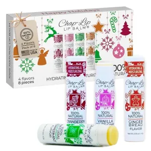 Chap-Lip Lip Balm 100% Natural Lip Balm Set - Beeswax Natural Christmas Gifts for Her - Ideal Gift for Women - Lip Moisturizer for Dry Lips, Cocoa Butter - Petroleum Free Pack of 8