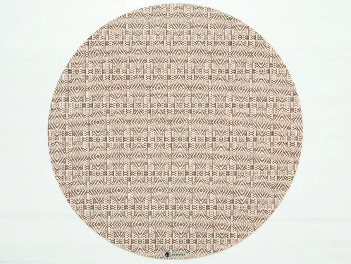 Chilewich Boxwood Geometric Lace Weave Round Placemat – Burnt Coral