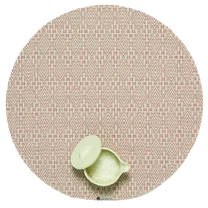 Chilewich Boxwood Geometric Lace Weave Round Placemat – Burnt Coral