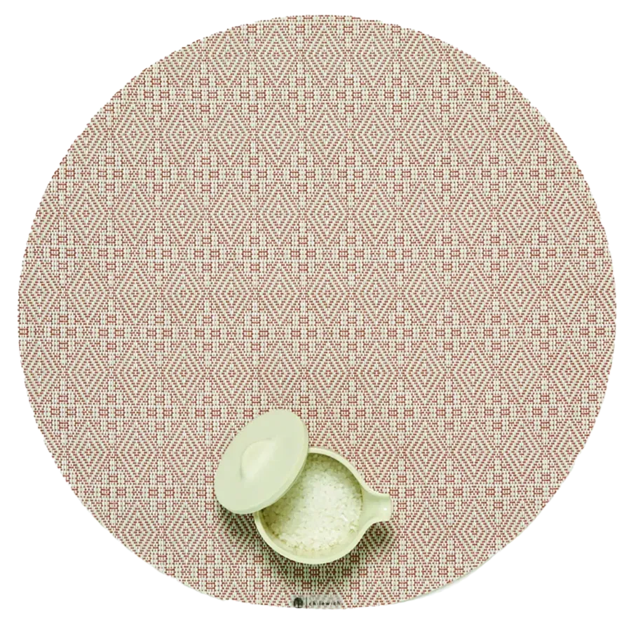 Chilewich Boxwood Geometric Lace Weave Round Placemat – Burnt Coral
