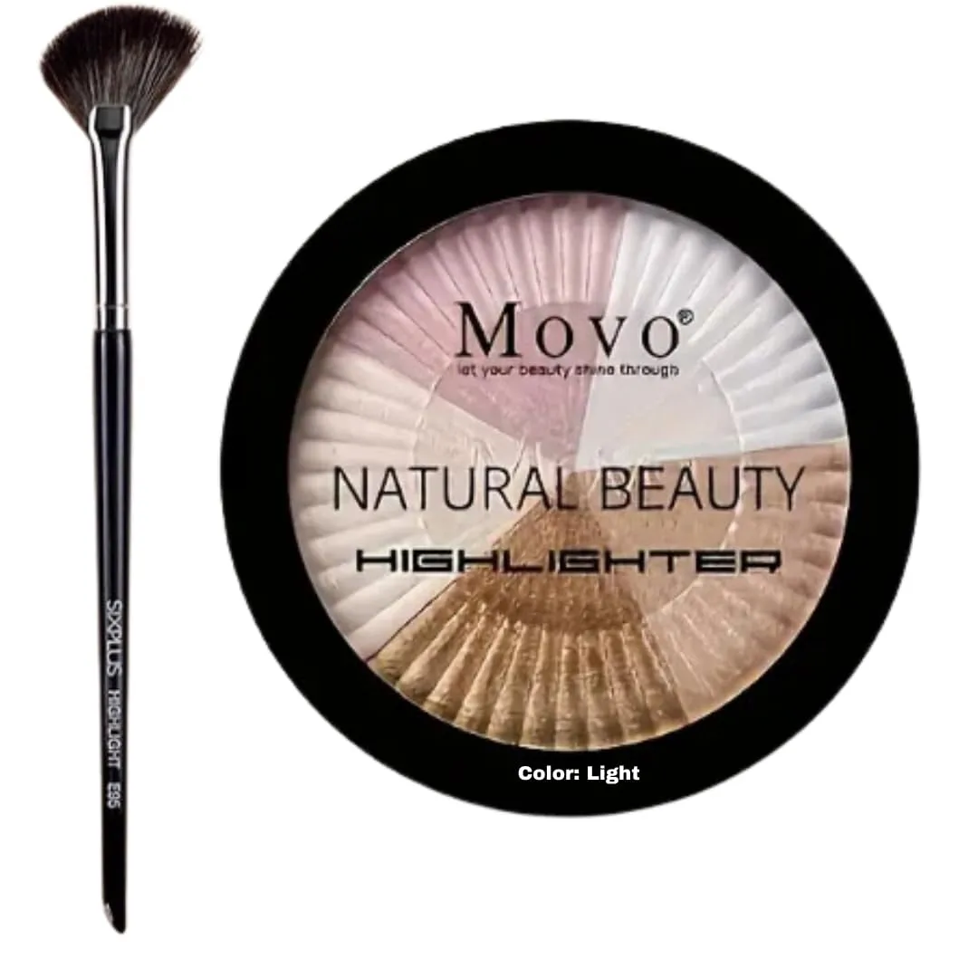 Complete Makeup Kit for Women  Buttercup Setting Powder, Light Highlighter Palette, 8 Brushes, Complimentary Nude Eyeshadow Palette, Nude Shadow Base  All-in-One Professional Cosmetic Set