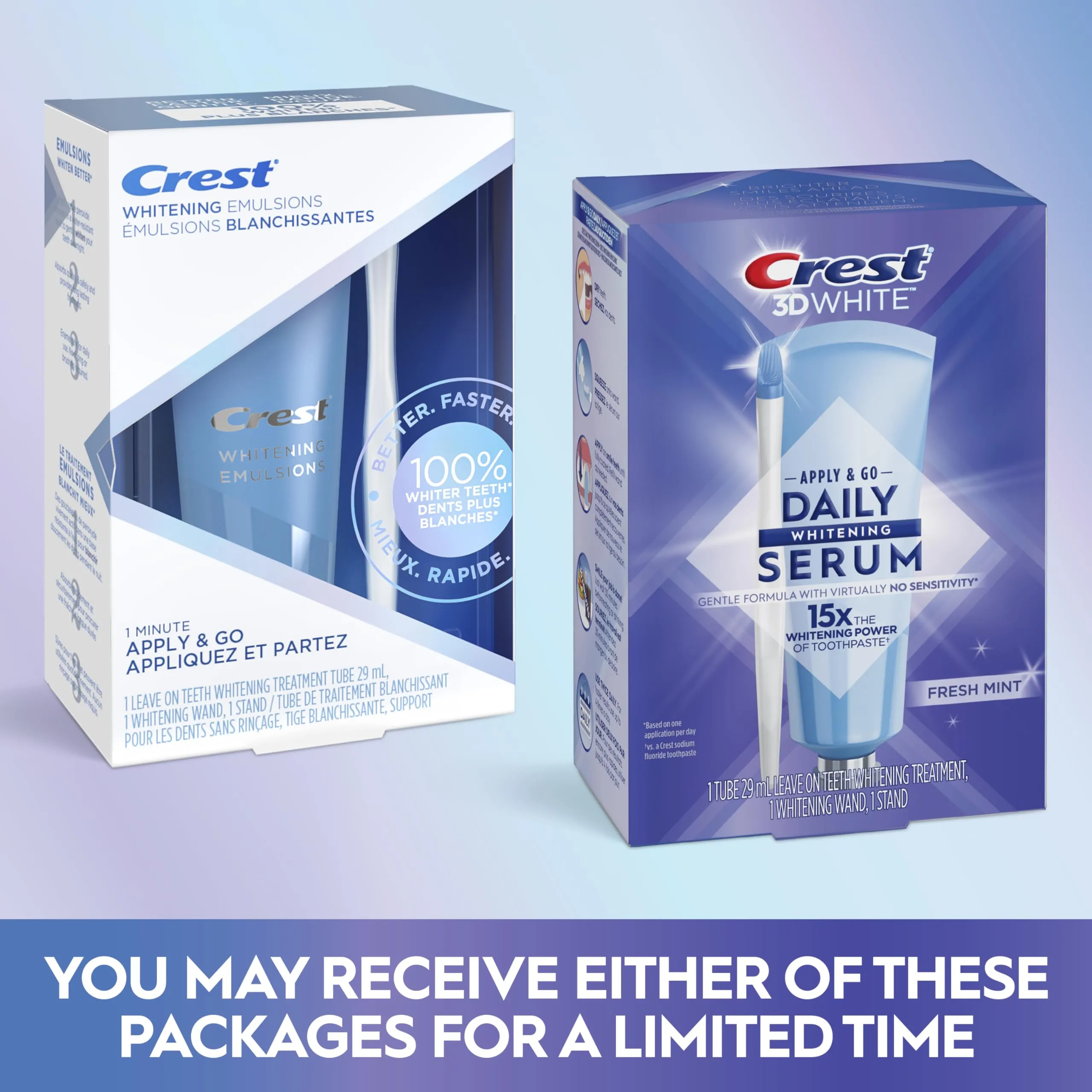 Crest Whitening Emulsions with Wand Applicator, Leave-On Teeth Whitening Kit, 29 mL