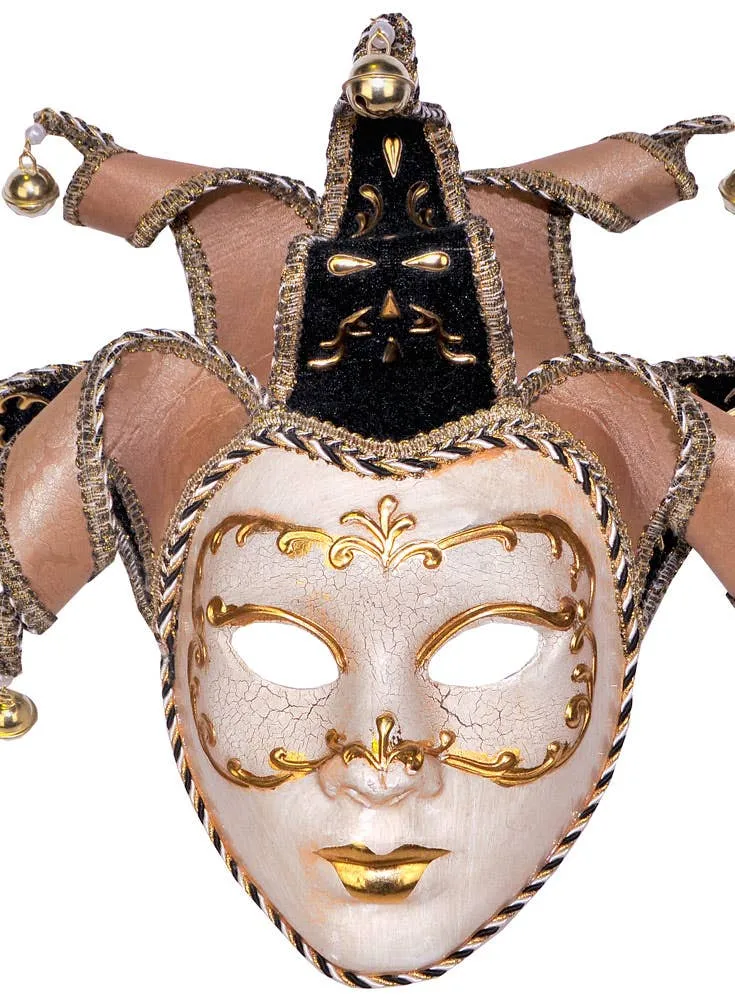 Deluxe Full Face Venetian Cream Masquerade Mask