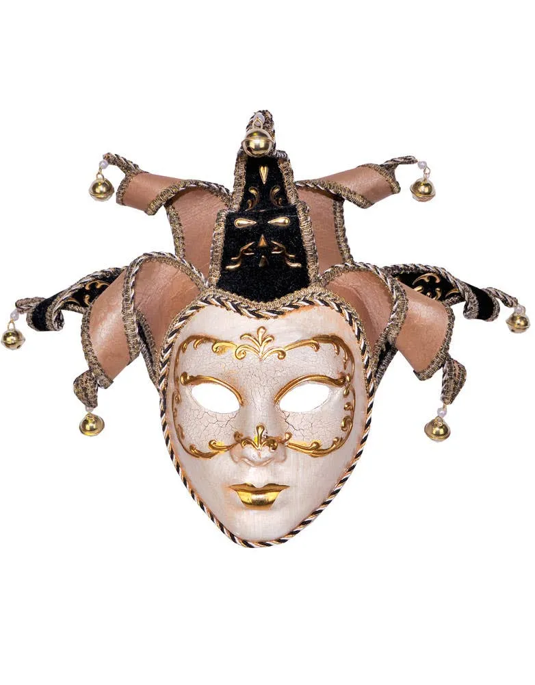 Deluxe Full Face Venetian Cream Masquerade Mask