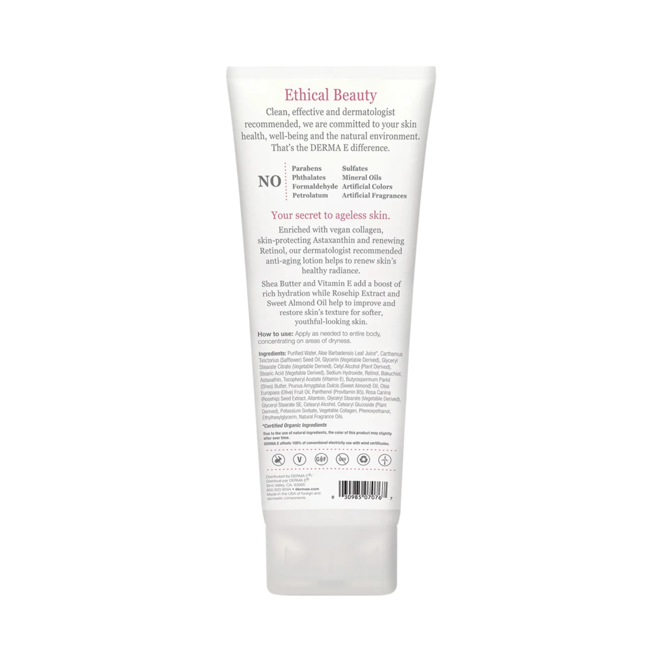 Derma E, Rosehip & Almond Anti-Aging Shea Body Lotion, 8 Oz