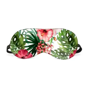 Designer Travel Eye Mask for Sleeping - Red Shoeflower - Made in India