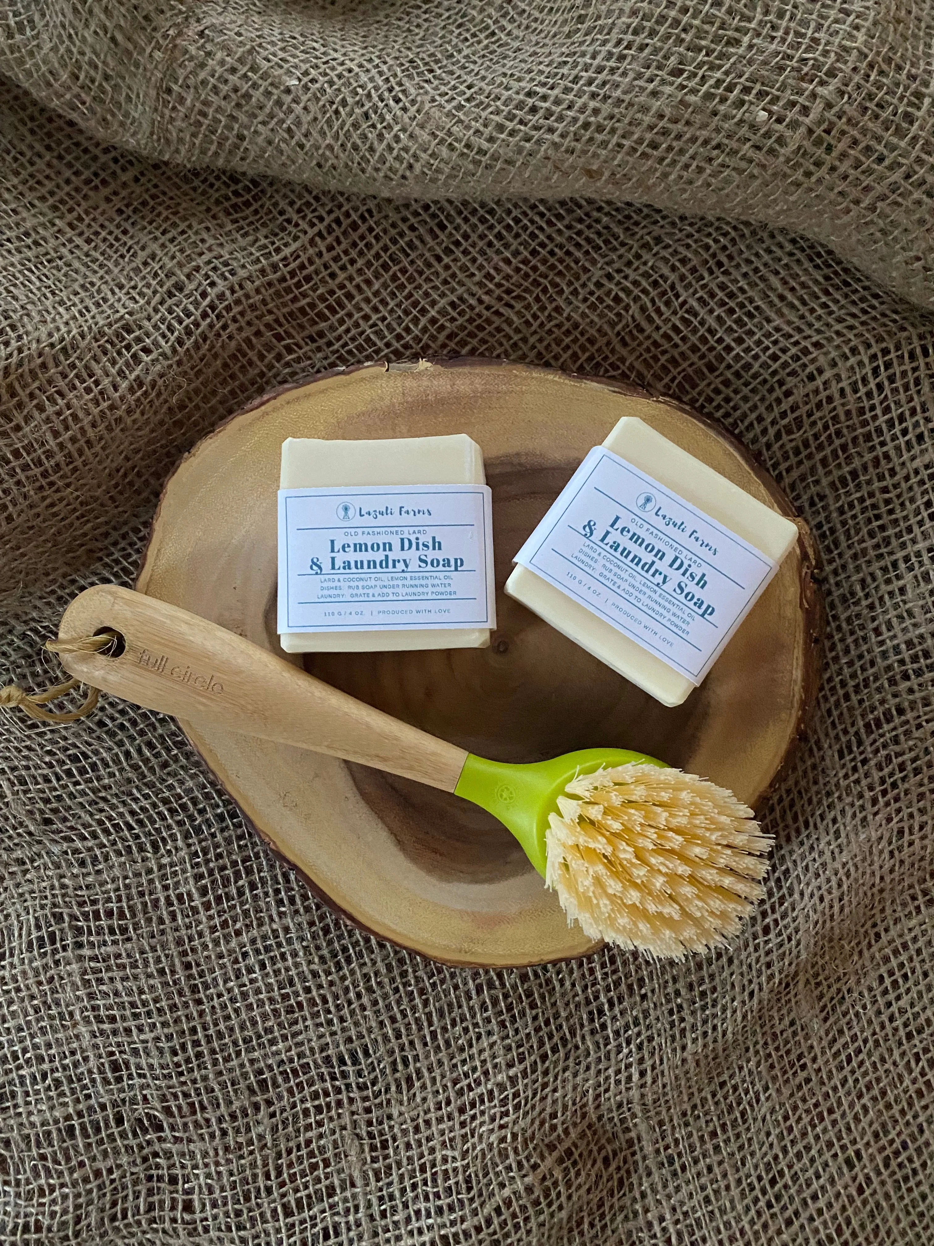 Dish and Laundry Soap Bar with Lemon | All-Natural Solid Dish Detergent | Solid Stain Remover Bar