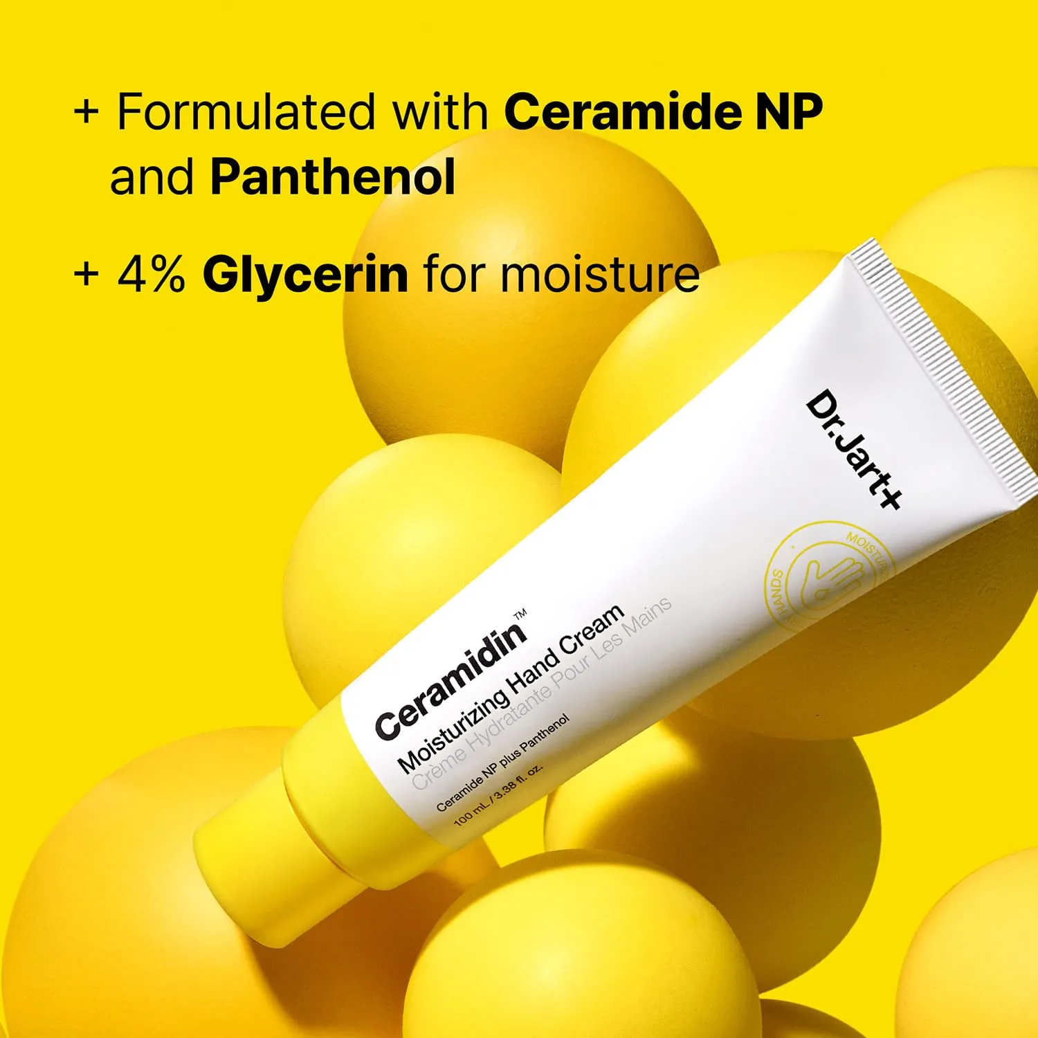 Dr.Jart  Ceramidin Moisturizing Hand Cream For Dry Hands with Ceramides and Panthenol | Korean Skin Care, 3.38 Fl Oz