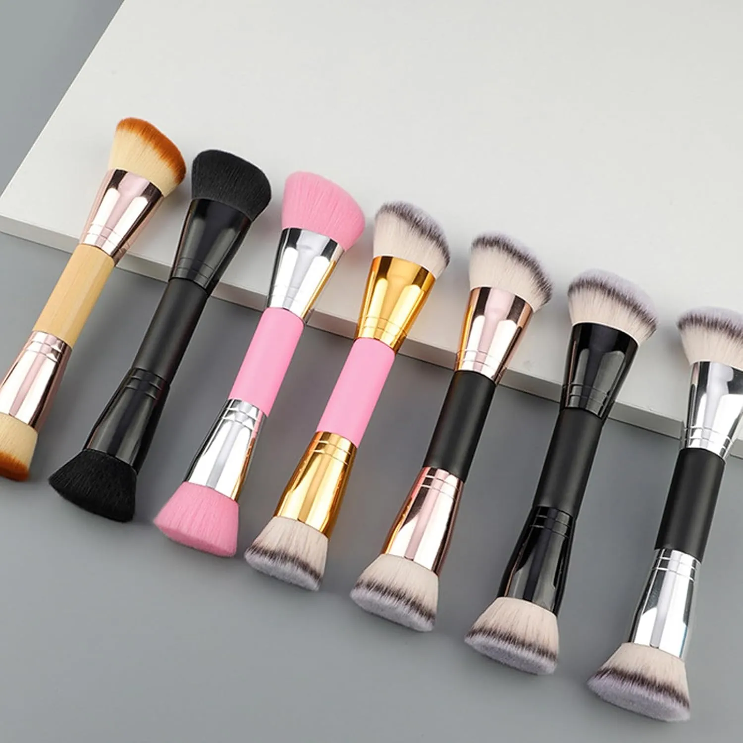 Duals-Ended Cream   Powder Brush 2 In 1 Makeup Brushes For Blending And Application Of Liquid Powder Cream And Blusher