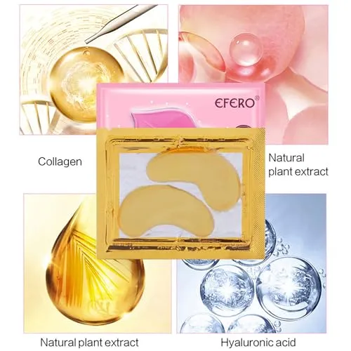 Eakroo 20 Pairs Lip Masks & Eye Mask, Power Crystal Gel 24K Lip Eye Mask, Effectively Nourishes the Lip & Eye Skin, Anti-Aging Eye Patches for Moisturizing, Reducing Fine Lines Dark Circle