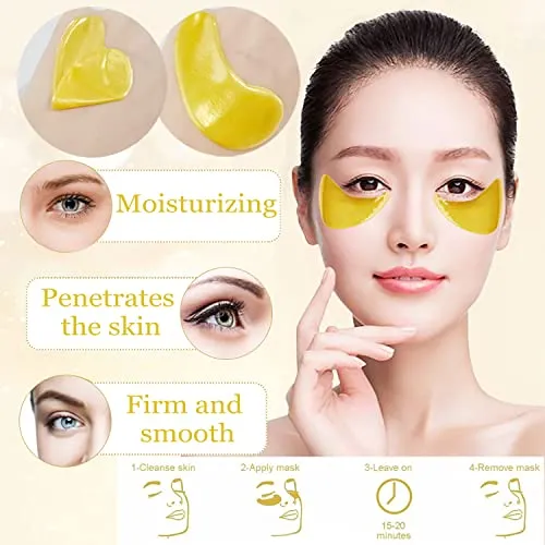 Eakroo 20 Pairs Lip Masks & Eye Mask, Power Crystal Gel 24K Lip Eye Mask, Effectively Nourishes the Lip & Eye Skin, Anti-Aging Eye Patches for Moisturizing, Reducing Fine Lines Dark Circle