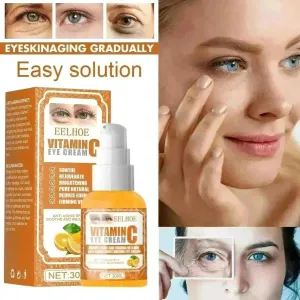 EELHOE Vitamin C Eye Cream Brightens Dark Circles Soothes Rejuvenates Anti-Aging Removes Eye Wrinkles
