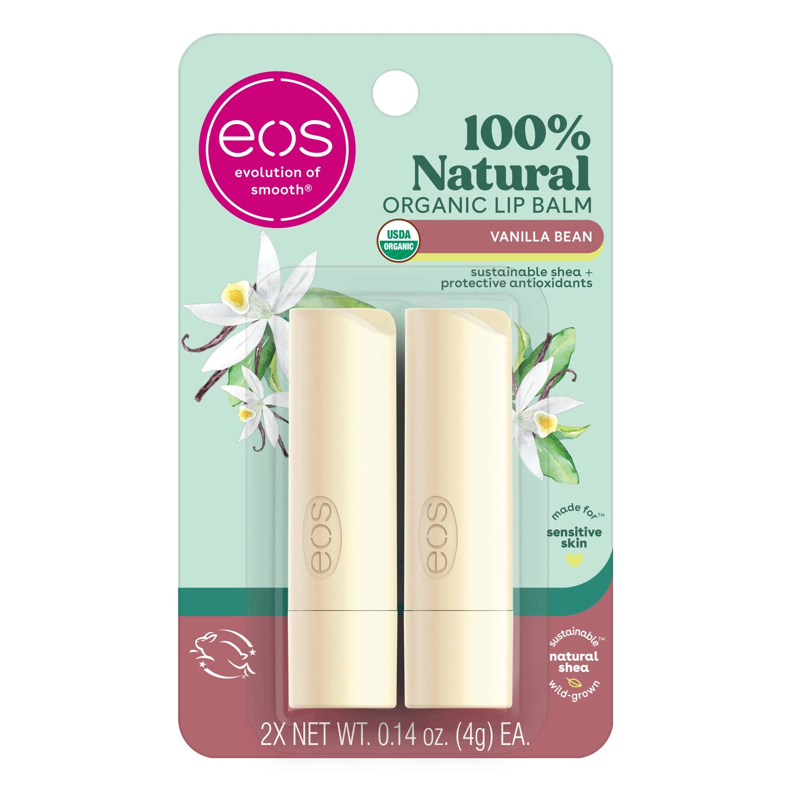 eos 100% Natural & Organic Lip Balm Sticks- Vanilla Bean & Shea Better Hand Cream - Coconut
