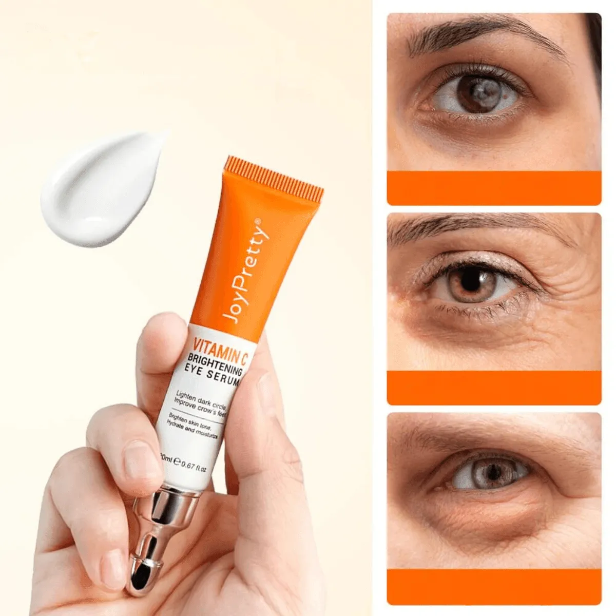 Eye Cream For Dark Circles, 20% Vitamin C, Hyaluronic Acid, Reduces Puffiness & Fine Lines, Moisturizes & Brightens, Unisex, Suitable For Daily Use