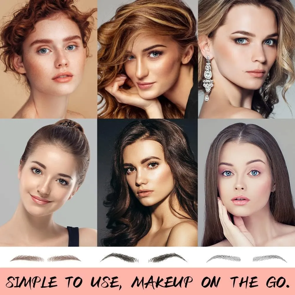 Eyebrow Tattoo 8 Sheets, 84 Pairs Eyebrow Tattoo Sticker Waterproof 4D Hair-Like Temporary Eyebrows Peel Off Brows Grooming Transfers Stickers Makeup for Women, Men, Girls, Brown