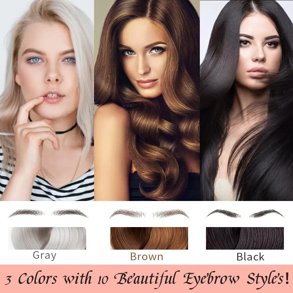 Eyebrow Tattoo 8 Sheets, 84 Pairs Eyebrow Tattoo Sticker Waterproof 4D Hair-Like Temporary Eyebrows Peel Off Brows Grooming Transfers Stickers Makeup for Women, Men, Girls, Brown