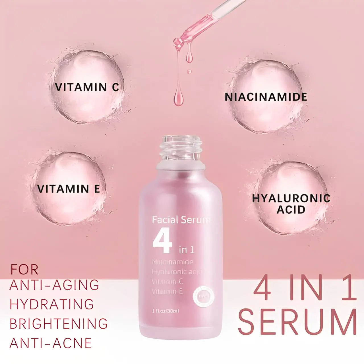 Facial serum (4 in1) Vitamin E,Niacinamide Anti-aging Hydrating Whitening serum(Pack of 2)