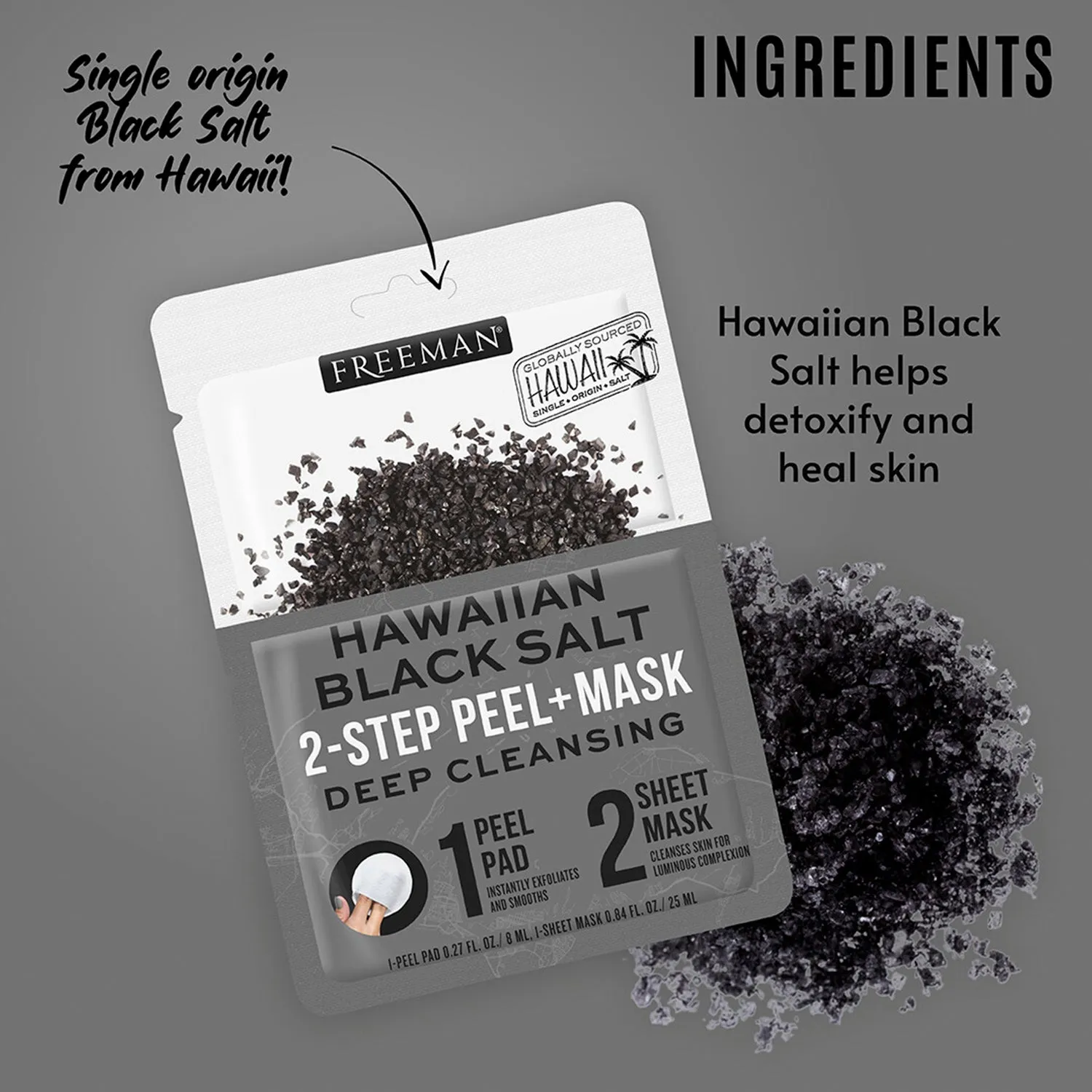 Freeman Hawaiian Black Salt 2-Step Peel Mask