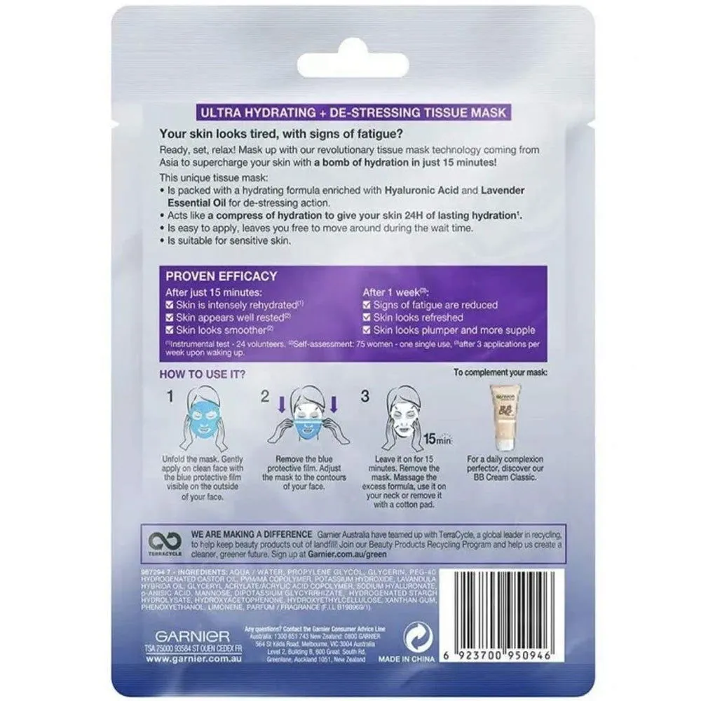 Garnier Moisture Bomb Tissue Mask Lavender & Hyaluronic Acid