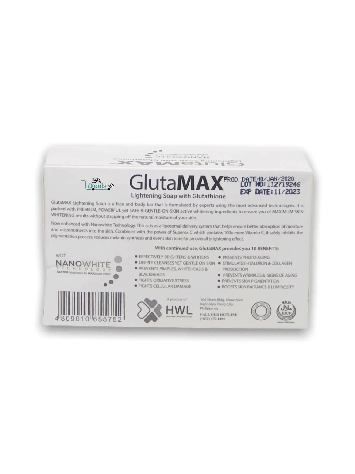 Glutamax Lightening Soap with Glutathione and nanowhite technology 135g