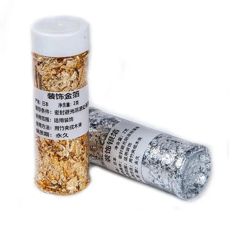 Gold Leaf Edible Gold/Silver Leaf Foil Bottle Gold Foil for Cooking Dessert Cake Ice Cream Decoration Foil  Flake Cooking Drink Food Dessert Cake Decorative Ice Cream Safety Decoration Face Beauty Mask