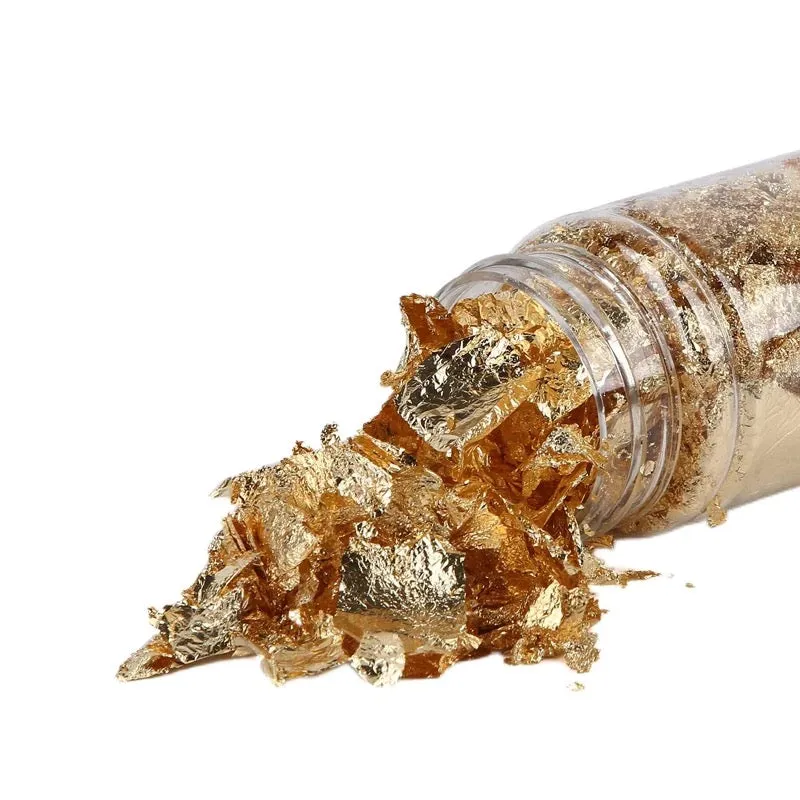 Gold Leaf Edible Gold/Silver Leaf Foil Bottle Gold Foil for Cooking Dessert Cake Ice Cream Decoration Foil  Flake Cooking Drink Food Dessert Cake Decorative Ice Cream Safety Decoration Face Beauty Mask