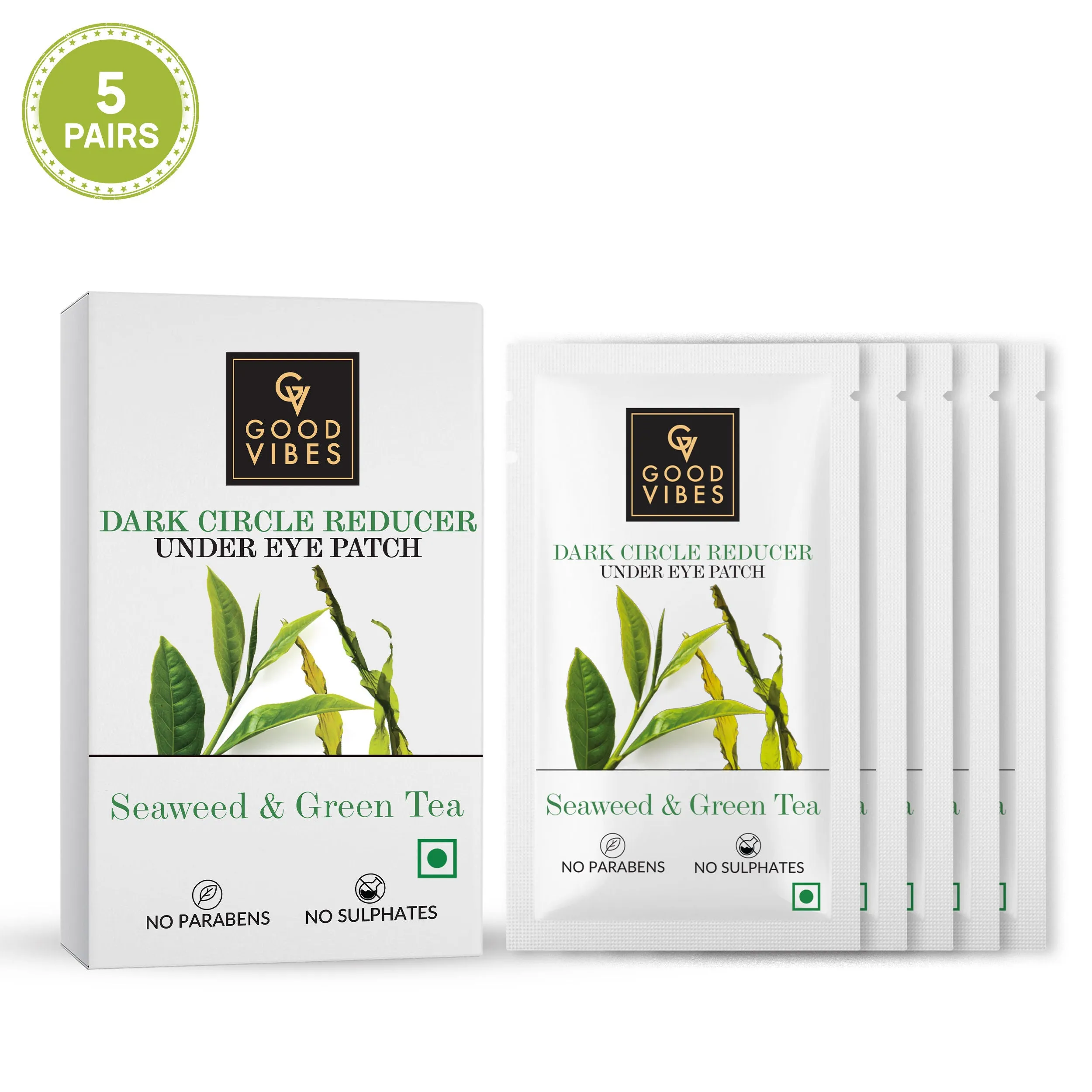 Good Vibes Seaweed & Green Tea Dark Circle Reducer Under Eye Patch | Anti-Ageing, Hydrating | Vegan, No Parabens, No Sulphates, No Mineral Oil, No Animal Testing
