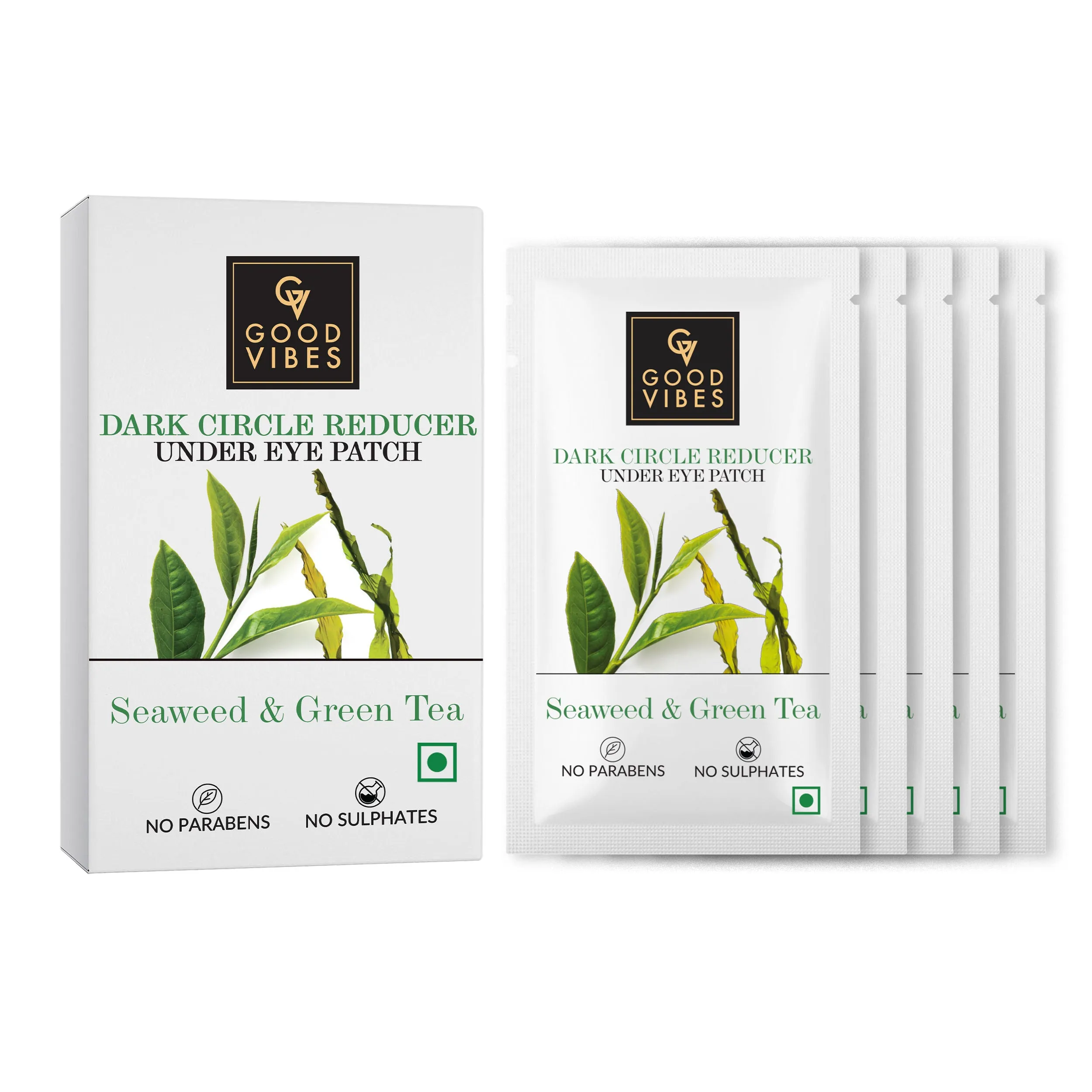 Good Vibes Seaweed & Green Tea Dark Circle Reducer Under Eye Patch | Anti-Ageing, Hydrating | Vegan, No Parabens, No Sulphates, No Mineral Oil, No Animal Testing