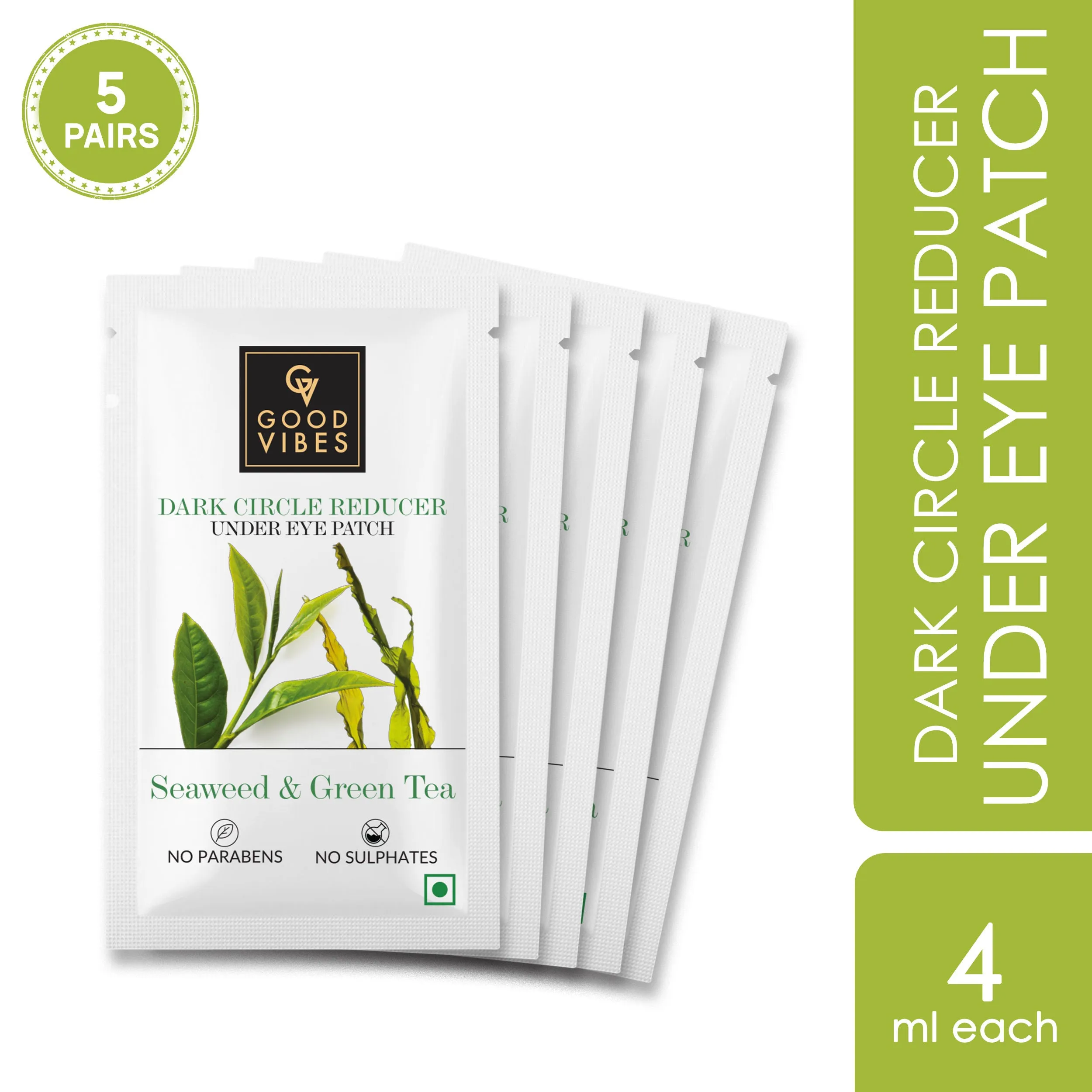 Good Vibes Seaweed & Green Tea Dark Circle Reducer Under Eye Patch | Anti-Ageing, Hydrating | Vegan, No Parabens, No Sulphates, No Mineral Oil, No Animal Testing