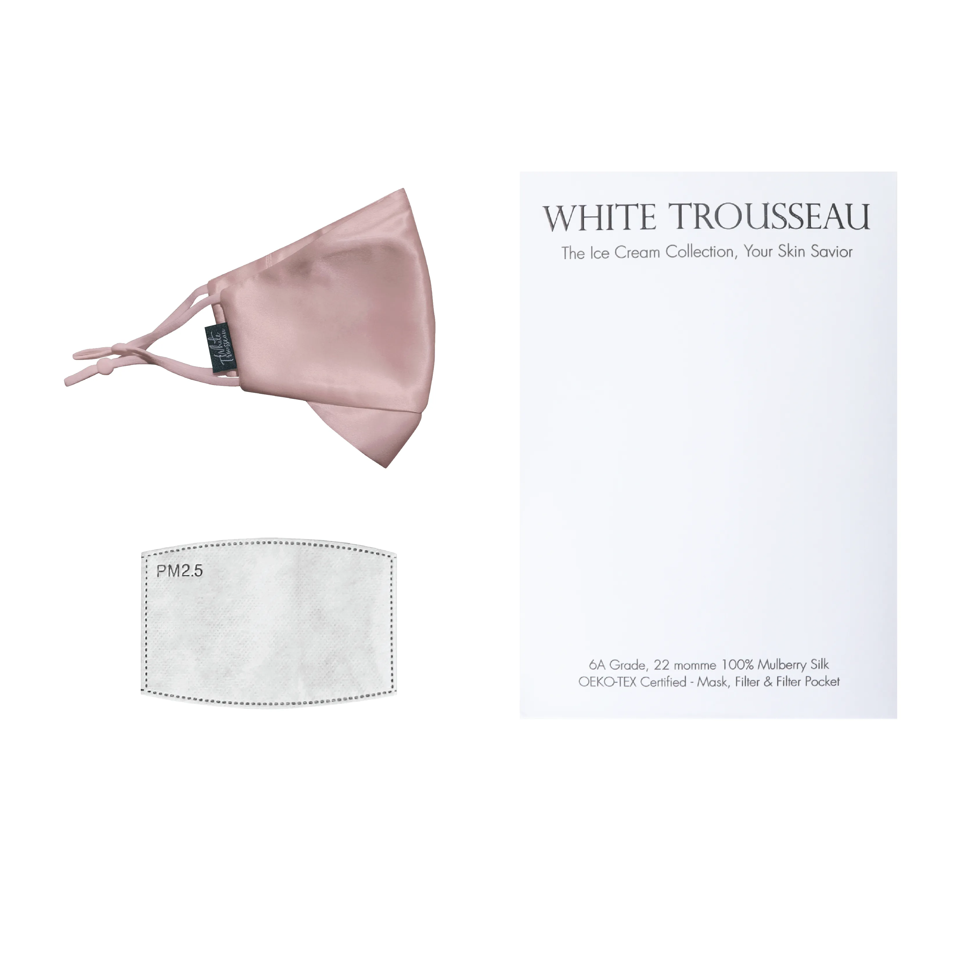 Ice-Cream 100% Organic Mulberry Silk Face Mask with Filter | Blush Pink