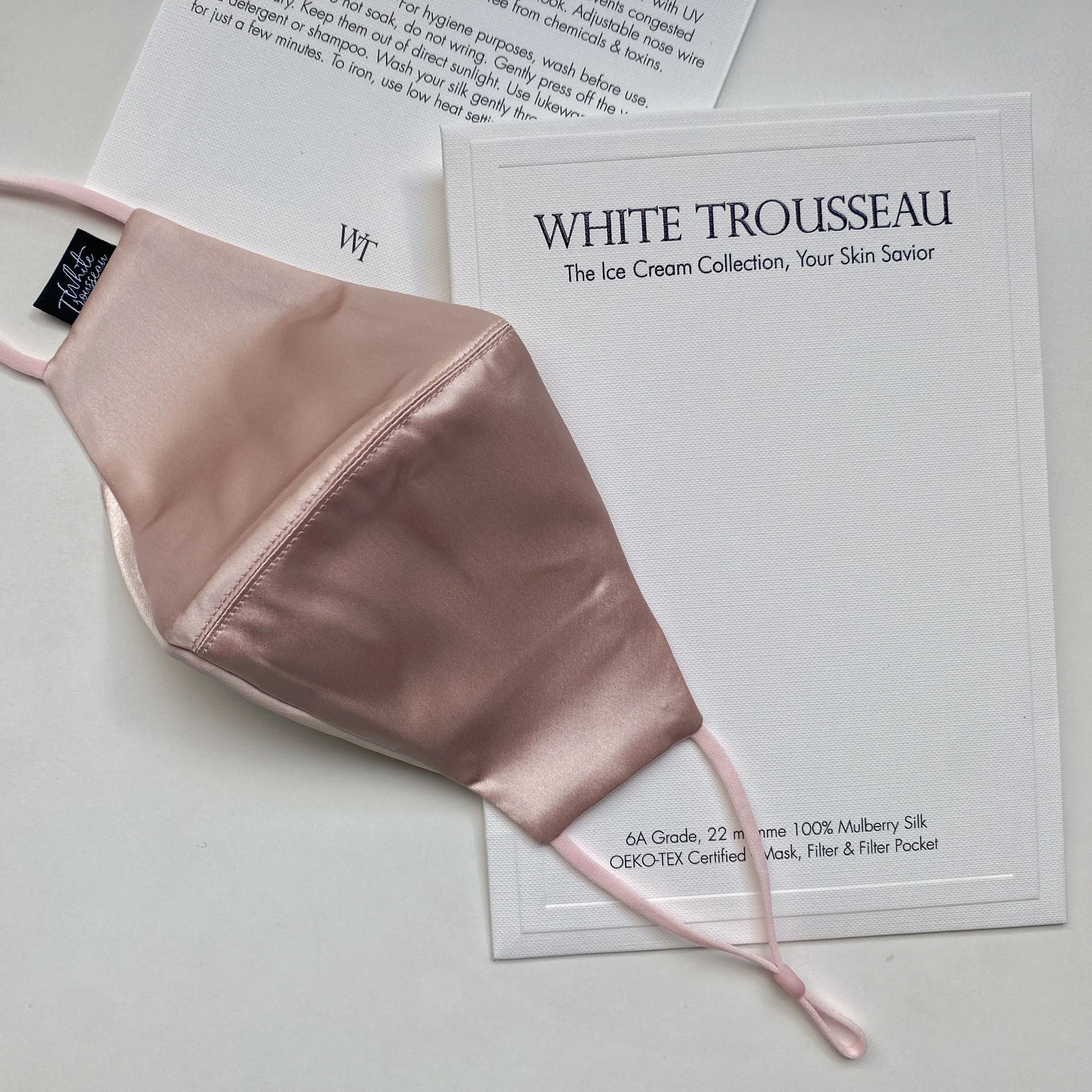 Ice-Cream 100% Organic Mulberry Silk Face Mask with Filter | Blush Pink
