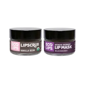 Intensive Overnight Lip Mask & Organic Vanilla Bean Sugar Lip Scrub, 2 Pack
