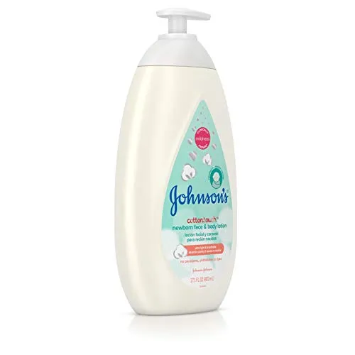 Johnson's CottonTouch Newborn Baby Face and Body Lotion, Hypoallergenic Moisturization for Baby's Skin, Made with Real Cotton, Paraben-Free, Sulfate-Free, Dye-Free, 27.1 fl. oz