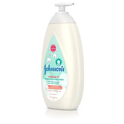 Johnson's CottonTouch Newborn Baby Face and Body Lotion, Hypoallergenic Moisturization for Baby's Skin, Made with Real Cotton, Paraben-Free, Sulfate-Free, Dye-Free, 27.1 fl. oz