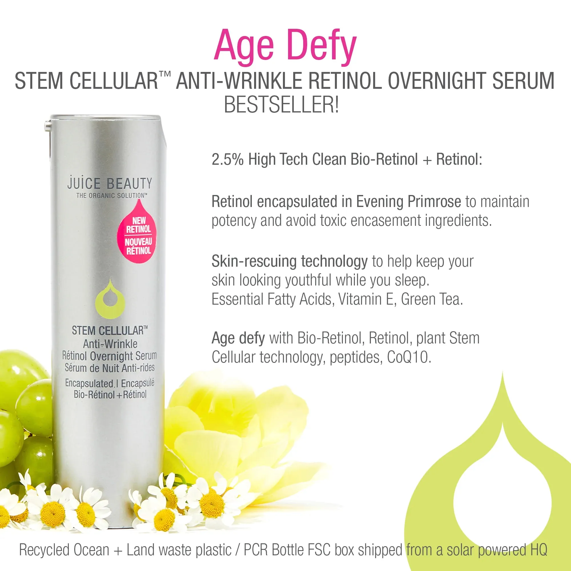 Juice Beauty Stem Cellular Anti-Wrinkle Retinol Overnight Serum 30ml