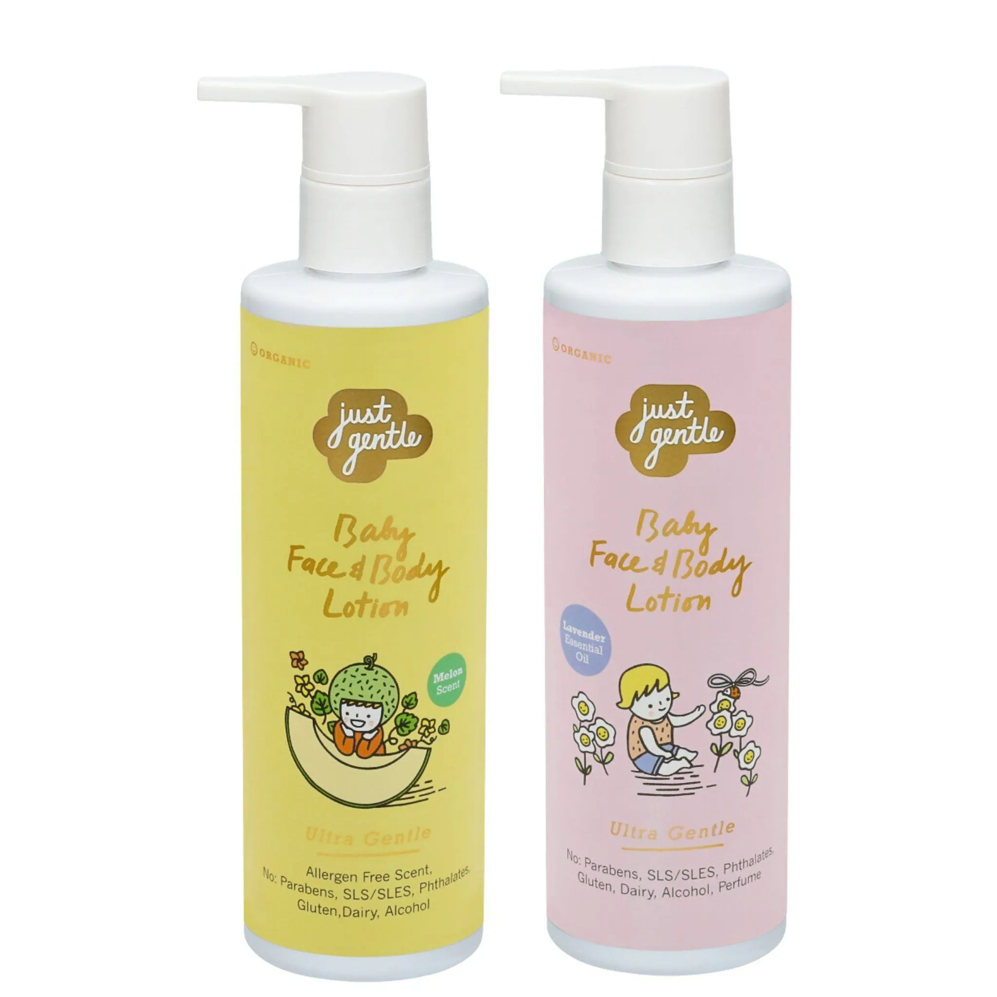 Just Gentle Twin Pack Mix - Lavender and Melon Baby Face and Body Lotion