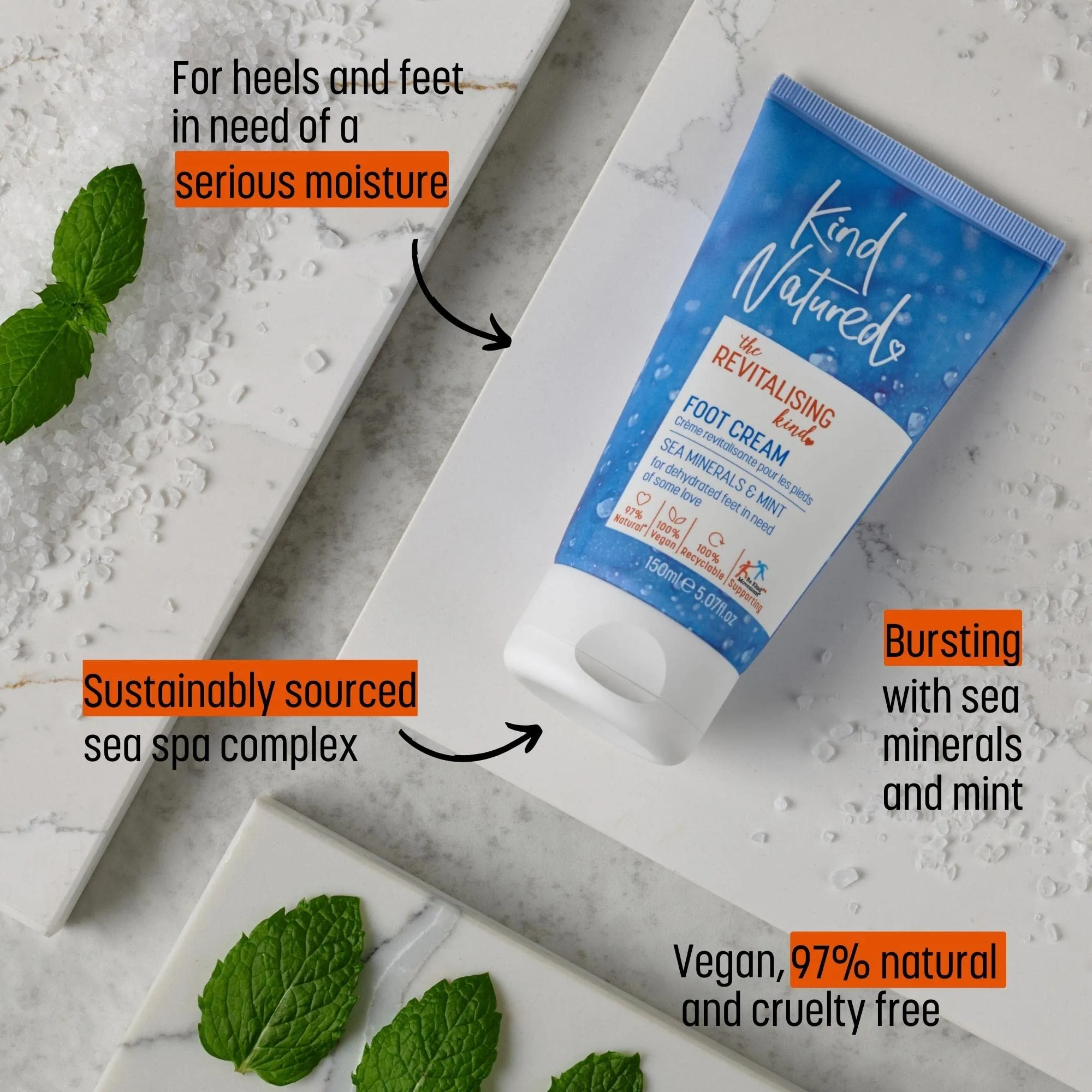 Kind Natured Revitalising Sea Minerals & Mint Foot Cream - 150ml