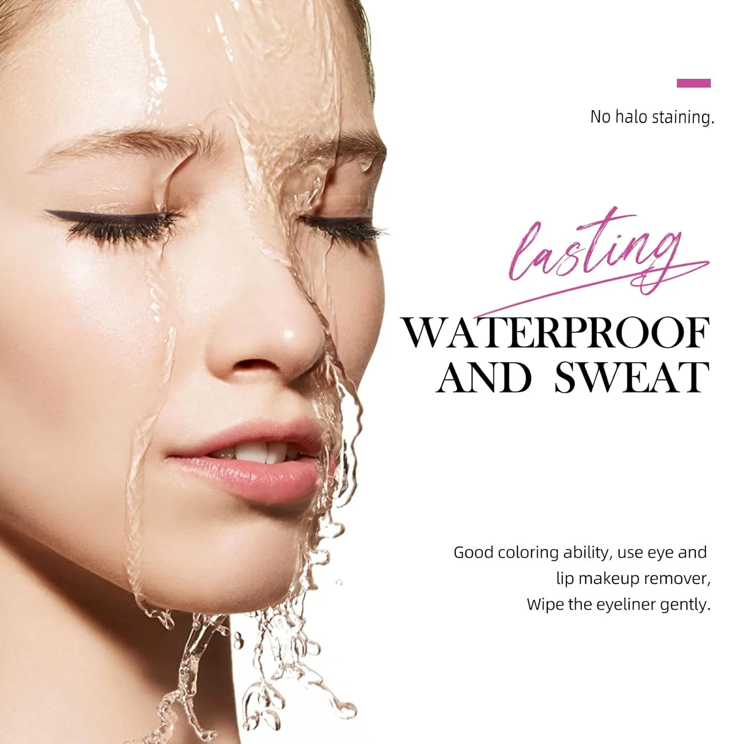 LAMUSELAND Eyeliner Stamp Wingliner, Waterproof Smudge-proof Liquid Eye Liner Gel Pen Set, Long Lasting Heart Black Thin Double Ended Pencil Makeup Tools for Women (4 Styles/Set)