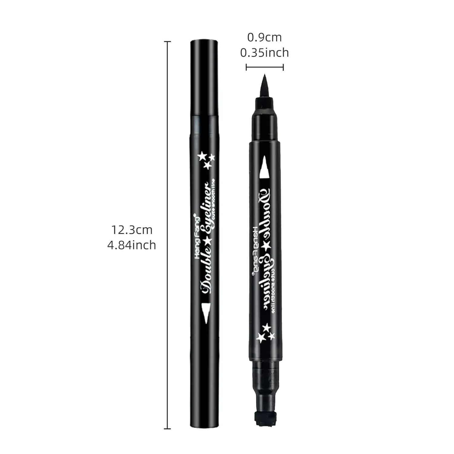LAMUSELAND Eyeliner Stamp Wingliner, Waterproof Smudgeproof Liquid Eye Liner Gel Pen Set, Long Lasting Heart Black Thin Double Ended Pencil Makeup Tools for Women (A Star)