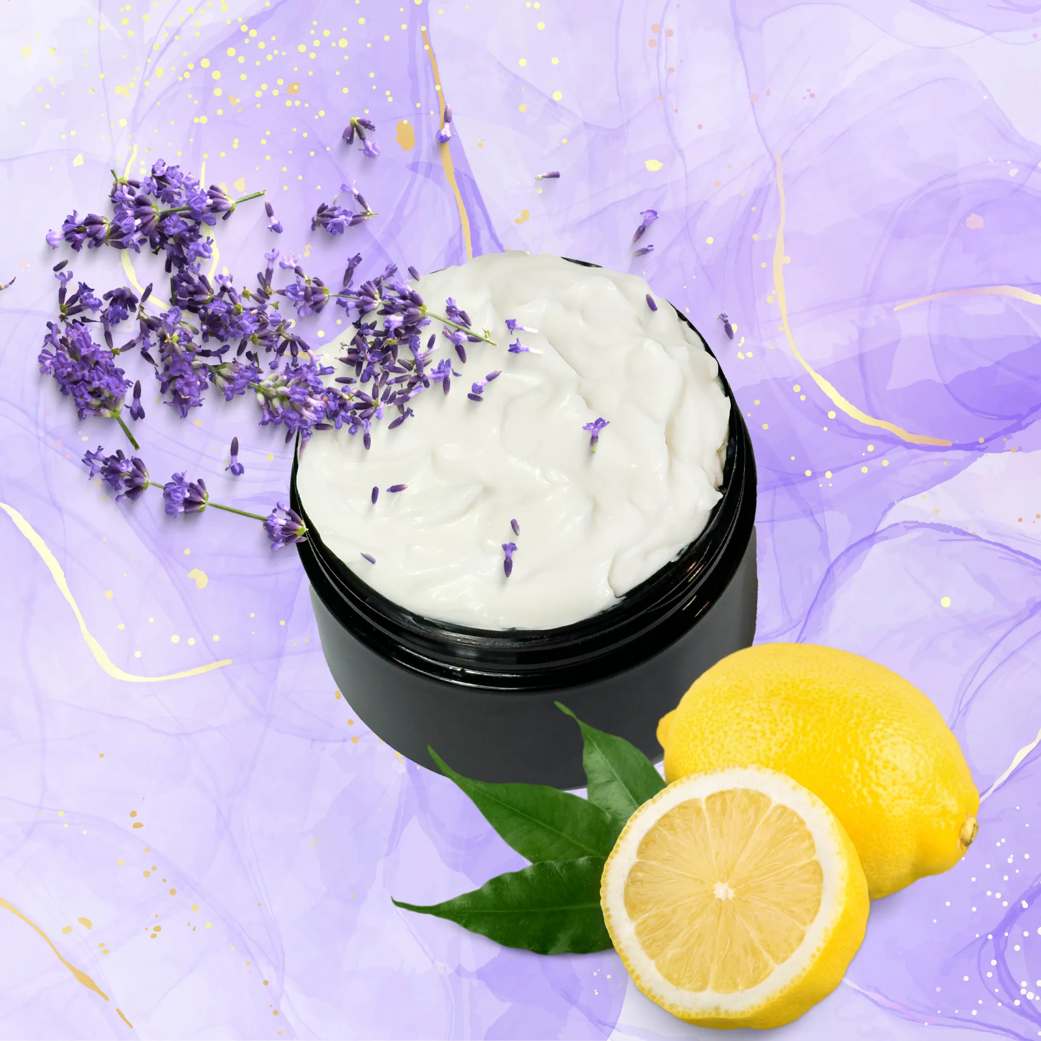 Lemon and Lavender Organic Moisturizing Body Lotion Shea Cocoa Butter Avocado Oil 4 oz