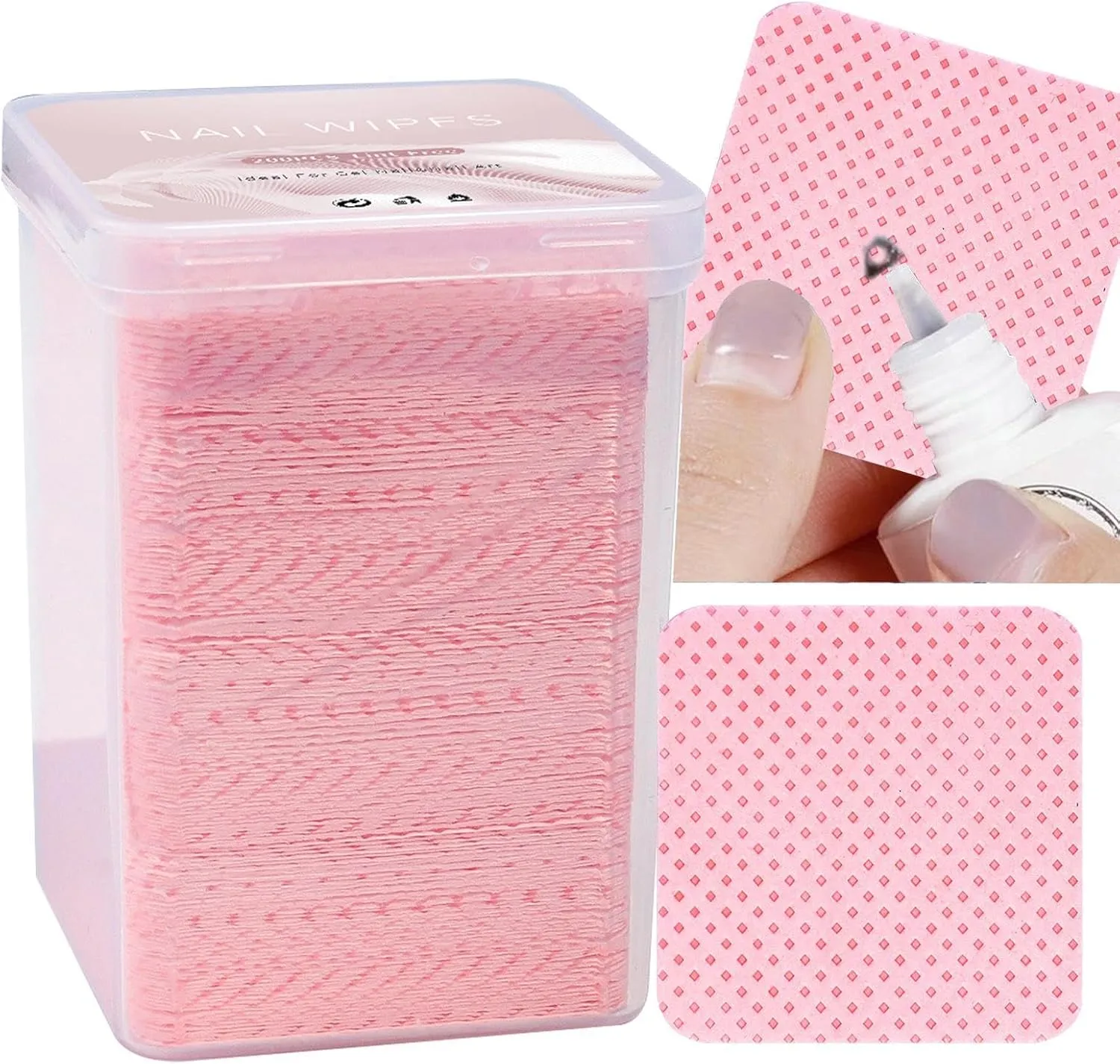 Lint Nail Wipes, 200 Eyelash Extension Glue Wipes, Cleaning Wipes Soft and Square Lint Wipes for Lash Glue, Nail Polish Remover Pads
