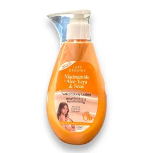 Luxe Orgnix - Niacinamide   Aloe Vera And Snail Velvet Body Cream - BRIGHTENING & MOISTURIZING 400 ml ( orange )