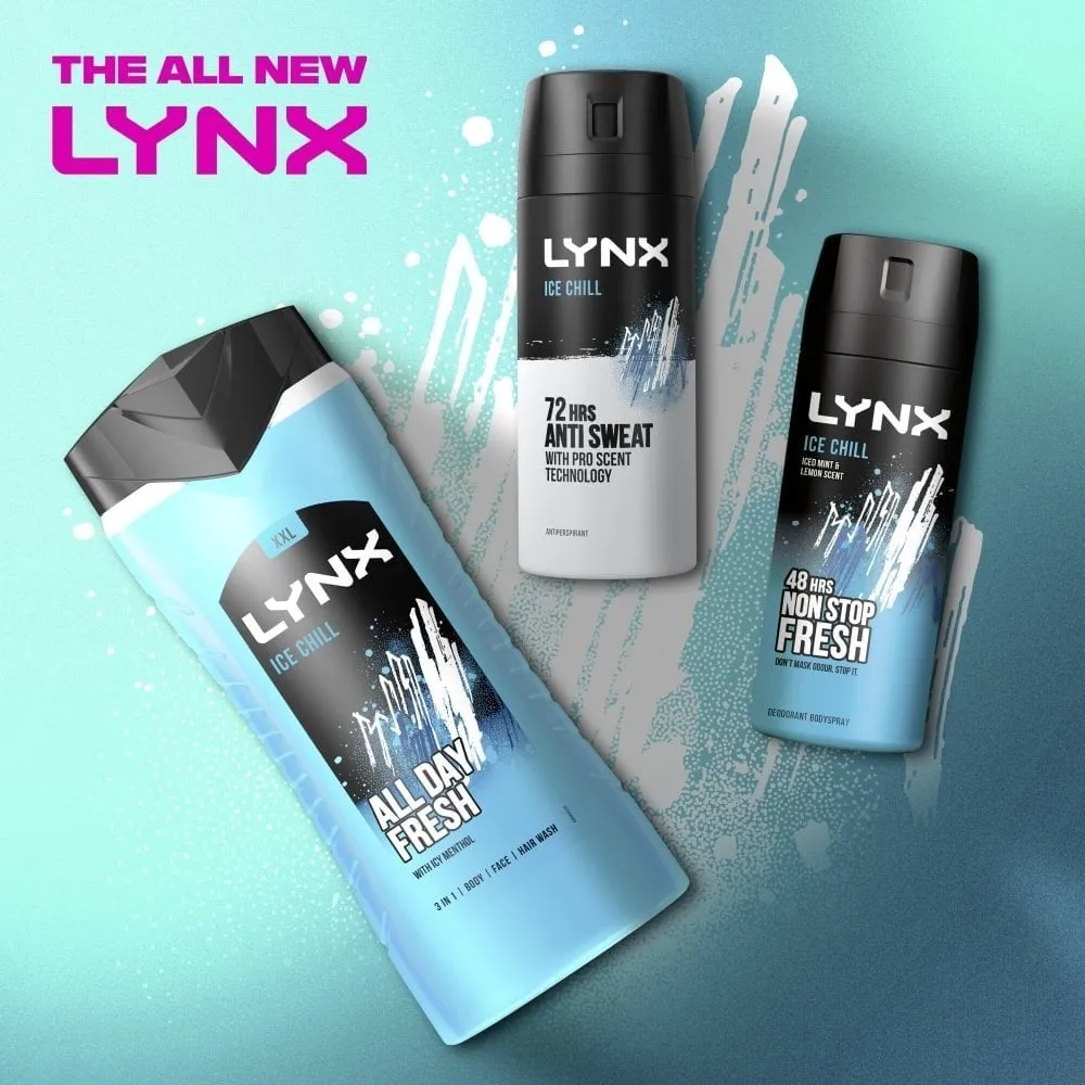 Lynx XXL Ice Chill 3 In 1 Shower Gel Trio 3 x 500ml