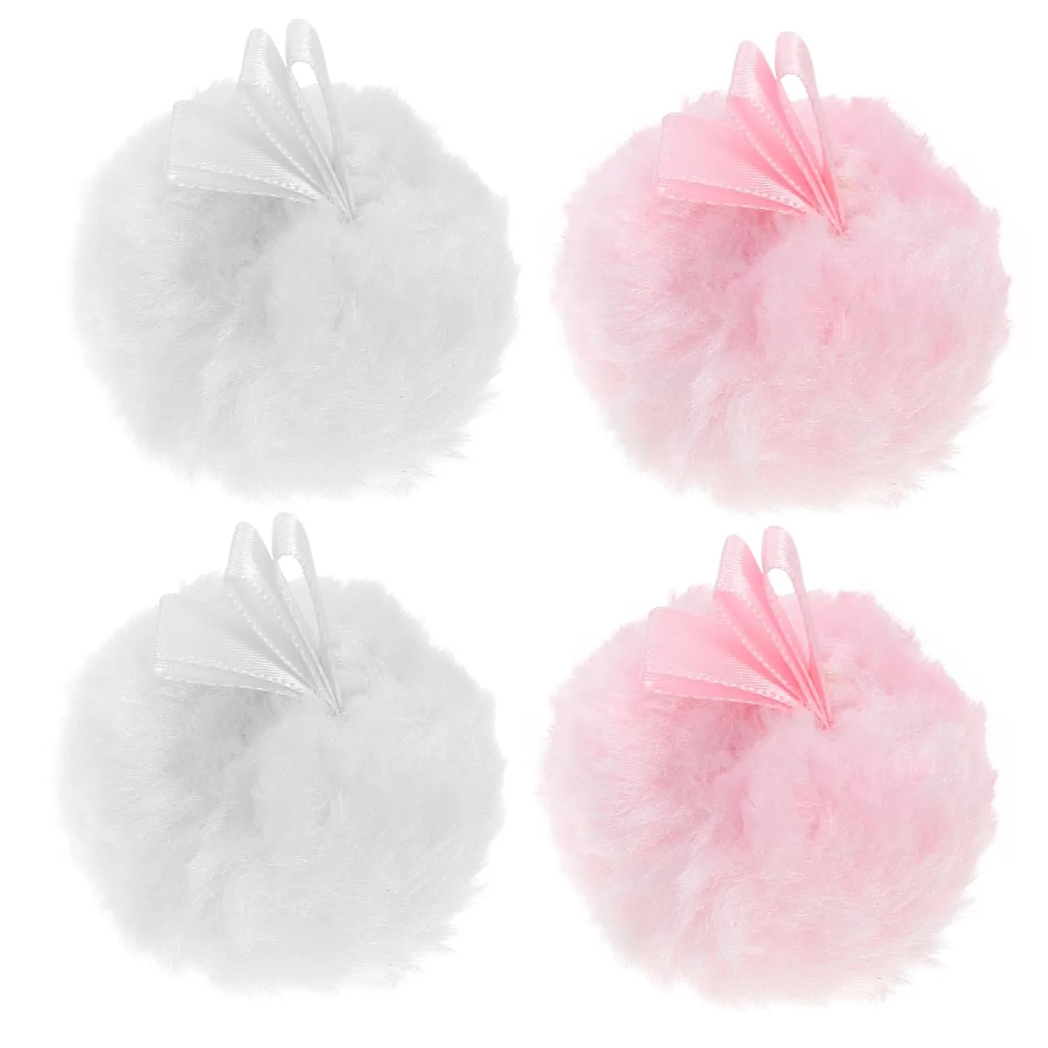 MERRYHAPY 4pcs Makeup Soft Setting Powder Puff Portable Dry for Cheek Makeup Pads Cotton Rounds Fuzzy Ball Shape Safe Material Random Style