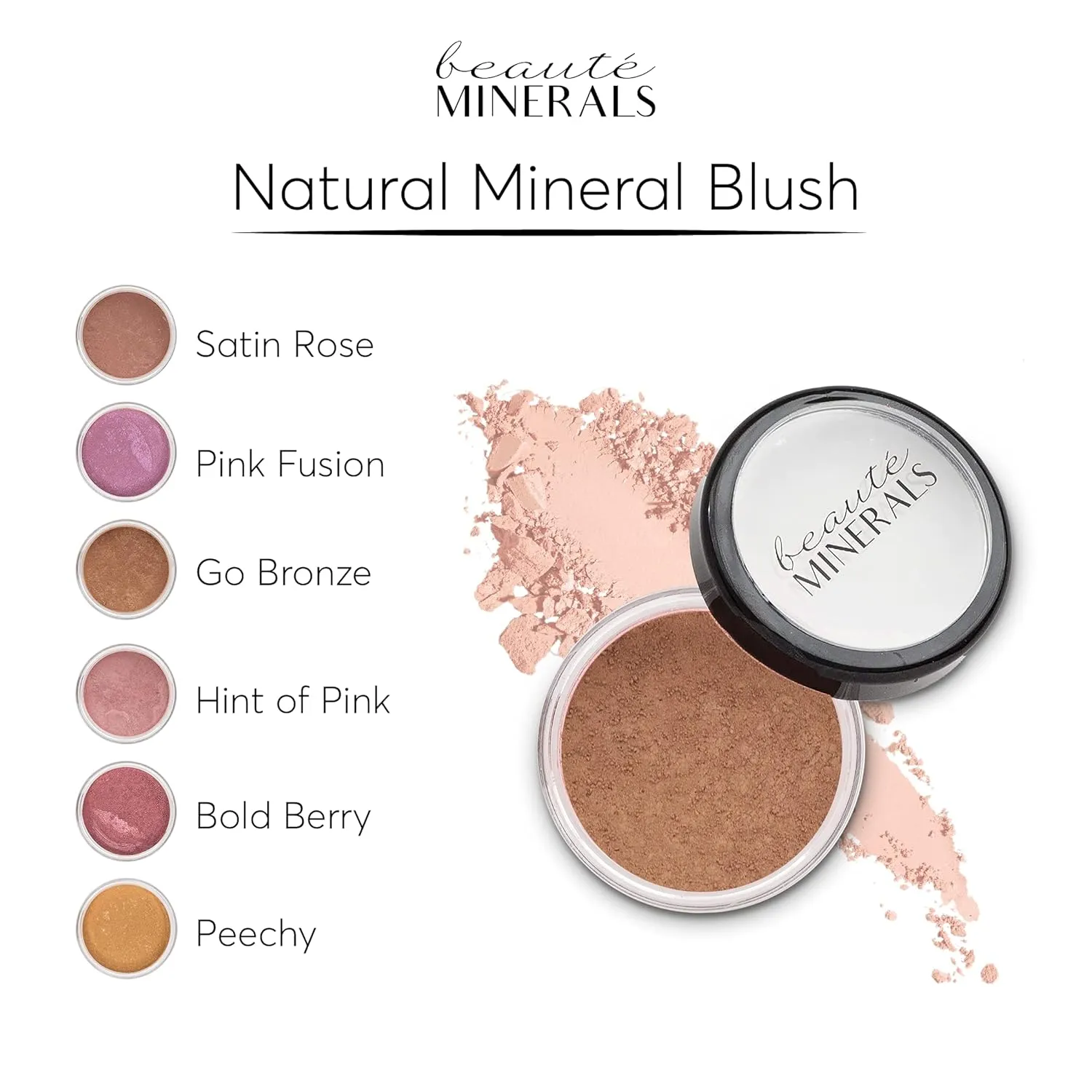 Mineral Blush Powder by Beaut Minerals | Gluten Free Pressed Powder Blush Makeup: Natural Makeup Contour, Blush and Highlighter Palette for Glowing Skin, Lip and Cheek Tint in Natural Radiance