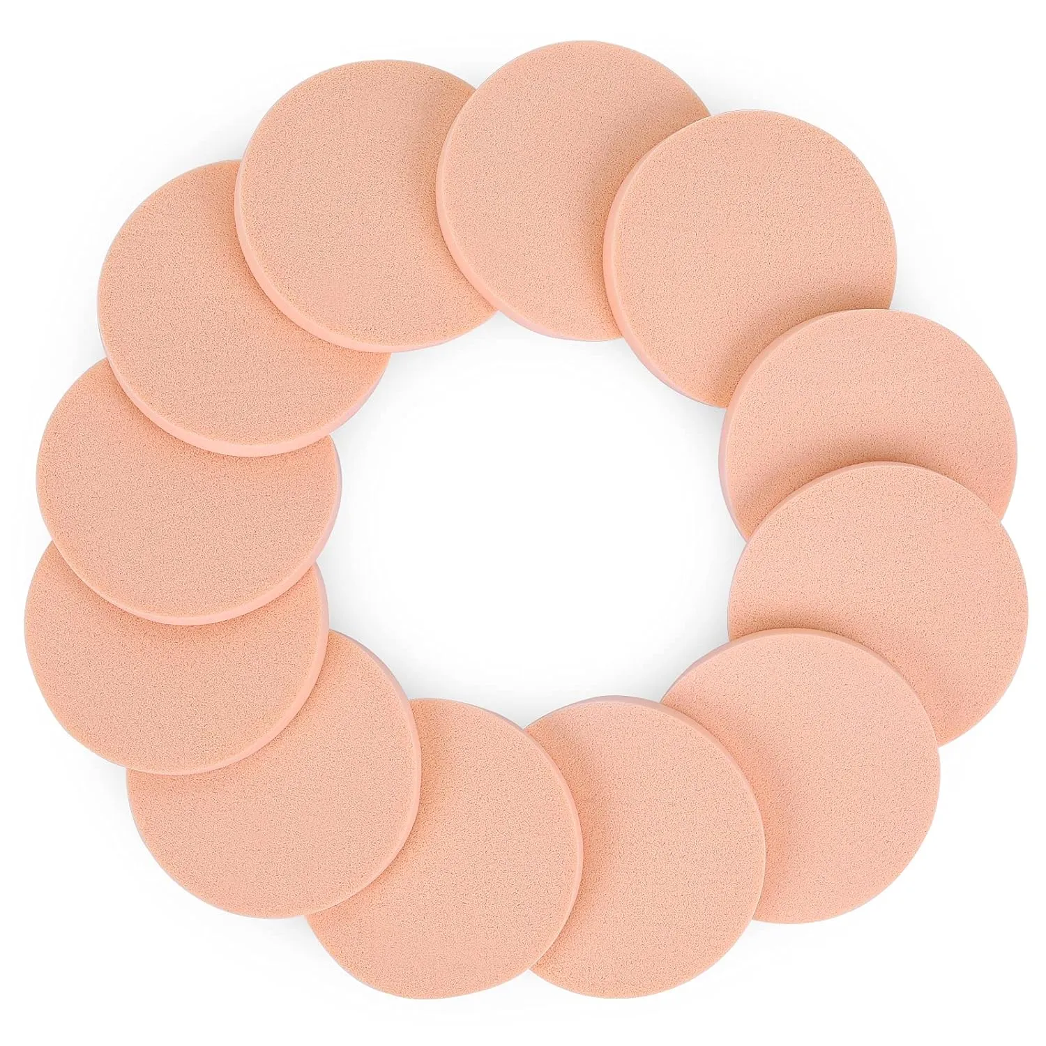Molain Round Sponge Puff Set,12 Pcs 2.2 Inch Facial Powder Puffs Foam Sponges For Liquid Foundation Makeup, Facial Cleansing
