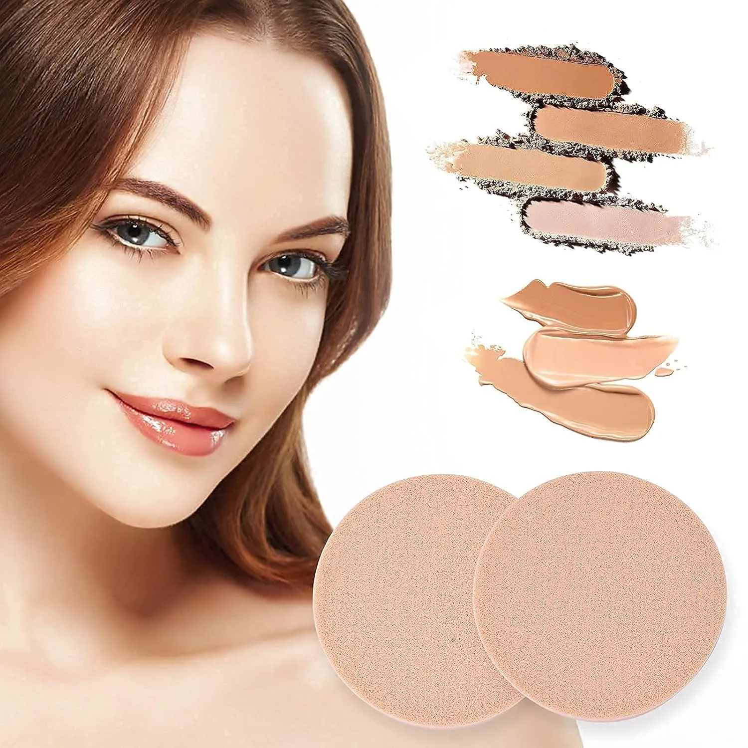 Molain Round Sponge Puff Set,12 Pcs 2.2 Inch Facial Powder Puffs Foam Sponges For Liquid Foundation Makeup, Facial Cleansing