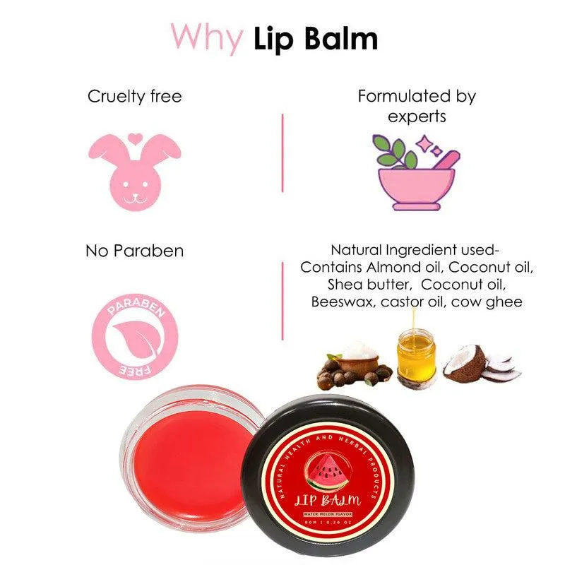 Natural Health and Herbal products Water-Melon Splash Lip Therapy Hydration and Flavor Long Lasting Moisturization 12 Hrs Miniaturization, Long Lasting, Romantic, Kissable, Smooth Enriched, Care- 8g