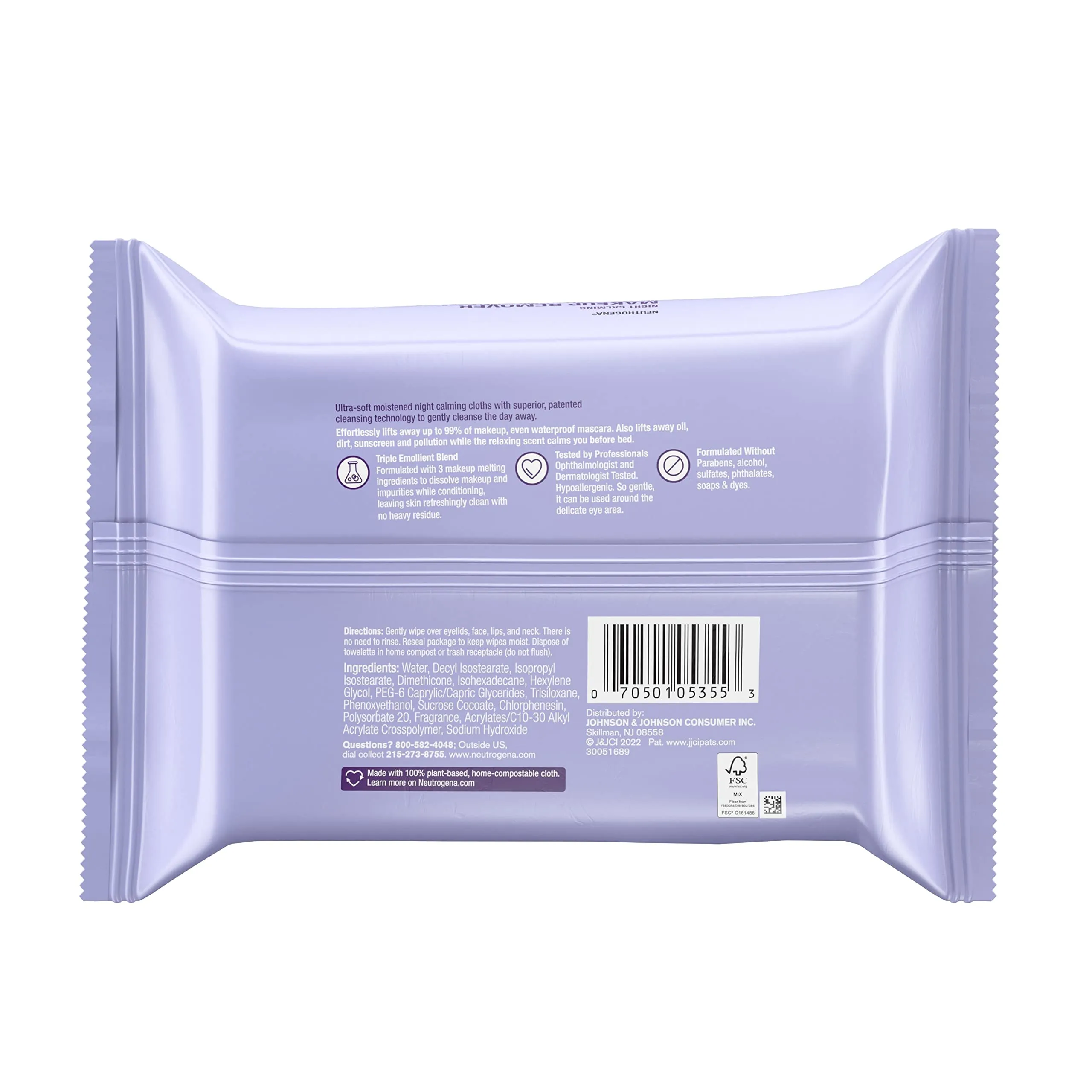 Neutrogena Night Calming Cleansing Towelettes, 25 ct