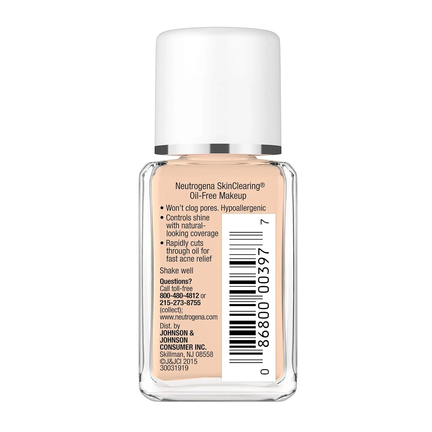 Neutrogena SkinClearing Oil-Free Acne and Blemish Fighting Liquid Foundation with.5% Salicylic Acid Acne Medicine, Shine Controlling Makeup for Acne Prone Skin, 40 Nude, 1 fl. oz